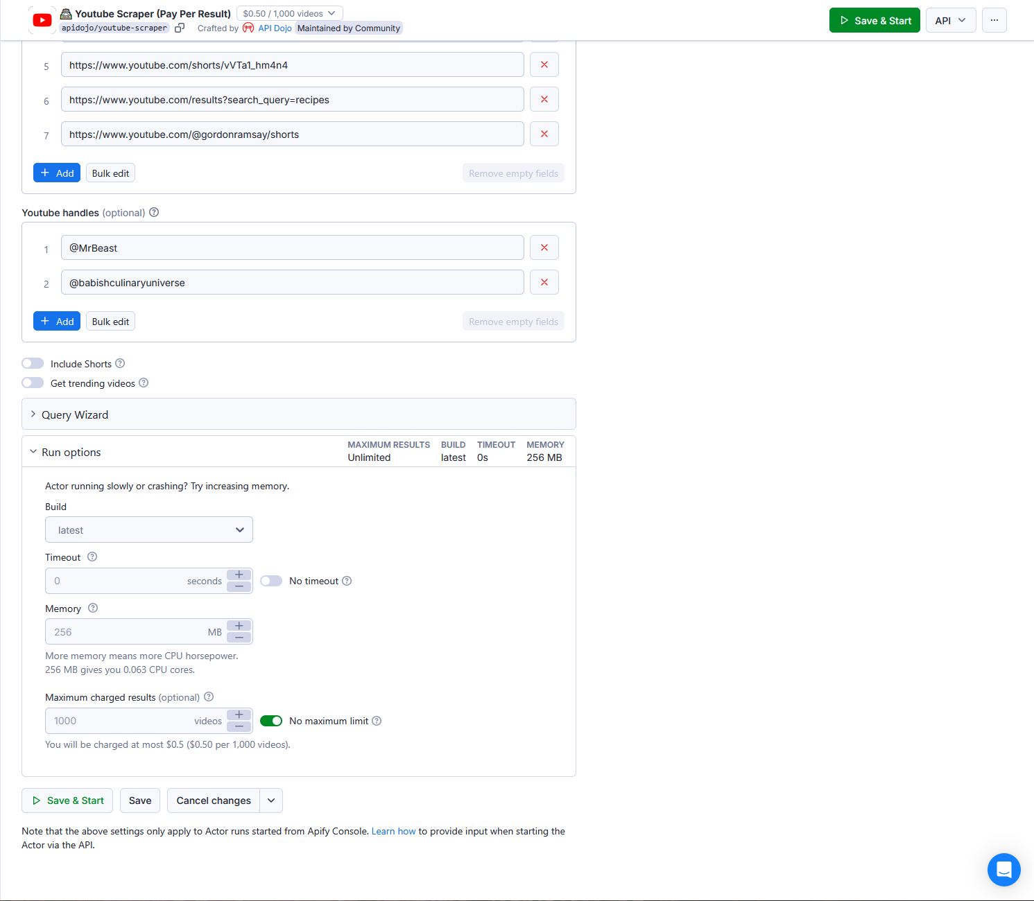 Max items for pay-per-result